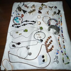 Costume jewelry: pins, earrings, bracelets, necklaces, rings. Vintage & new.